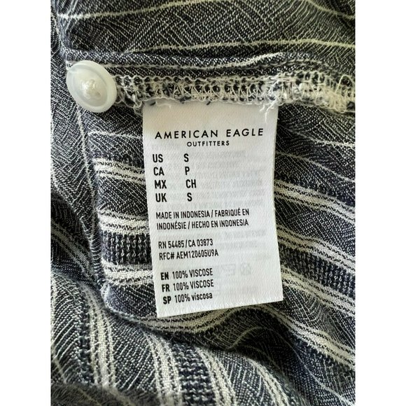 AMERICAN EAGLE OUTFITTERS  Button Front Tie Waist Stripe Gray White Small - Picture 8 of 12